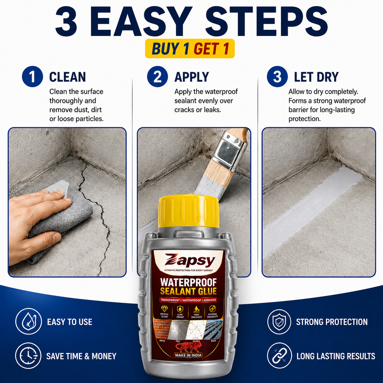 Transparent Waterproof glue + Free Brush, Quantity (300 GM)