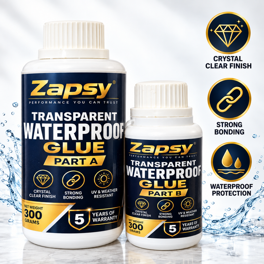 Zapsy Transparent waterproof glue Super strong pack of one + BRUSH Free, Quantity(Part A 200gm+Part B 100gm)