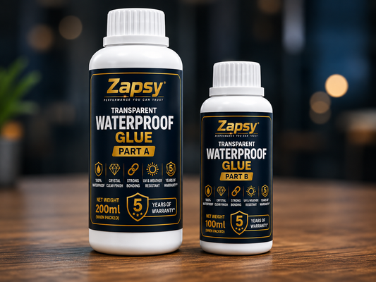 Transparent waterproof glue Super strong pack of one + BRUSH Free, Quantity(Part A 200gm+Part B 100gm)