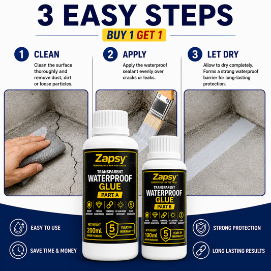 Transparent waterproof glue Super strong pack of one + BRUSH Free, Quantity(Part A 200gm+Part B 100gm)