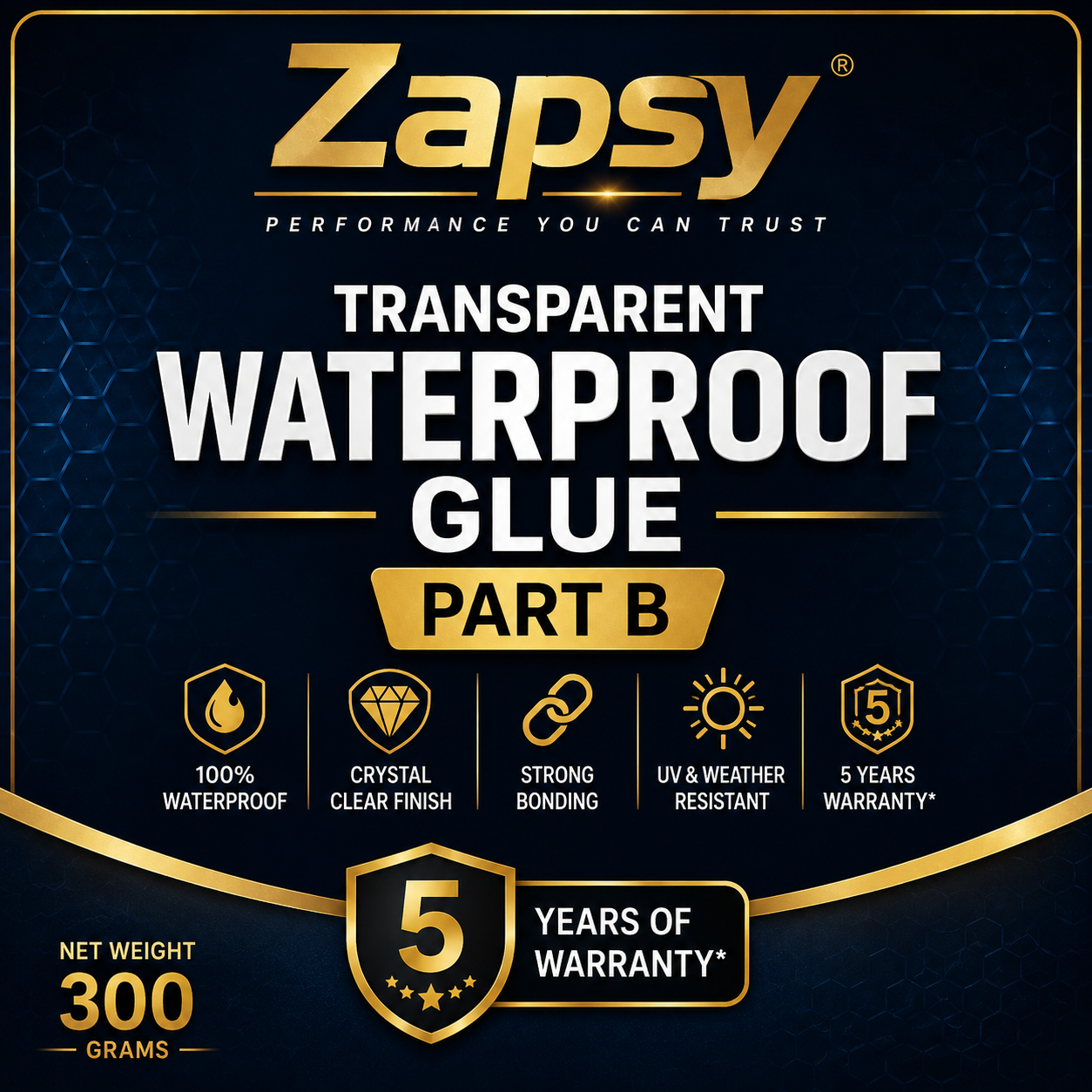 Transparent waterproof glue Super strong pack of one + BRUSH Free, Quantity(Part A 200gm+Part B 100gm)