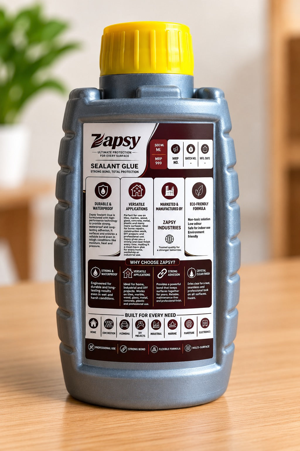 Zapsy Transparent Waterproof Sealant Glue – 500 GM (500gm)+Free brush